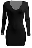 Black Women Deep V Neck Tight Sexy Long Sleeve Mini Dress Q912-5