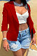 Red Euramerican Women Pure Color Pocket Button Business Suit Coat AA5263-3