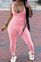 Pink Sexy Casual Pit Bar Bodycon Jumpsuits MLL174-3