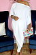 White Losse Pure Color Inclined Shoulder Casual Spring Autumn Two Piece QSS51021-2