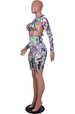 Orange Yellow Digetal Printing Strapless Backless Drawsting Two Piece SZS8079-1