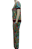 Green Euramerican Fashion Digital Print Sports Two Piece SMR10377-2