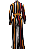 Stripe Fashion Sexy Digital Printing V Neck Wide Leg Jumpsuits SMR10324-2