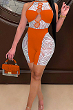 Orange Euramerican Spliced Sleeveless Fashion Casual Shift Jumpsuits SZS8077-4