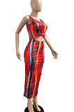 Red Sexy Dew Waist Sleeveless Midi Dress JP1047-1