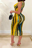 Yellow Sexy Dew Waist Sleeveless Midi Dress JP1047-3