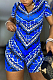 Blue Summer Fashion Positioning Printing Slim Fitting Zipper Romper Shorts OEP6297-3