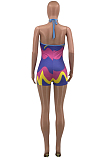 Gradient Summer Fashion Print Knotted Strap Backless Jumpsuits OEP6298-1
