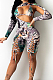 Orange Yellow Digetal Printing Strapless Backless Drawsting Two Piece SZS8079-1