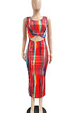 Red Sexy Dew Waist Sleeveless Midi Dress JP1047-1
