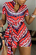 Red Summer Fashion Positioning Printing Slim Fitting Zipper Romper Shorts OEP6297-1