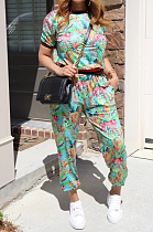 Green Euramerican Fashion Digital Print Sports Two Piece SMR10377-2