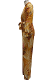 Yellow Fashion Sexy Digital Printing V Neck Wide Leg Jumpsuits SMR10324-1
