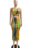 Yellow Sexy Dew Waist Sleeveless Midi Dress JP1047-3