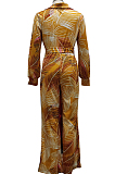 Yellow Fashion Sexy Digital Printing V Neck Wide Leg Jumpsuits SMR10324-1