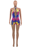 Gradient Summer Fashion Print Knotted Strap Backless Jumpsuits OEP6298-1