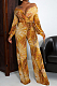 Yellow Fashion Sexy Digital Printing V Neck Wide Leg Jumpsuits SMR10324-1