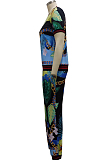 Black Euramerican Fashion Digital Print Sports Two Piece SMR10377-1