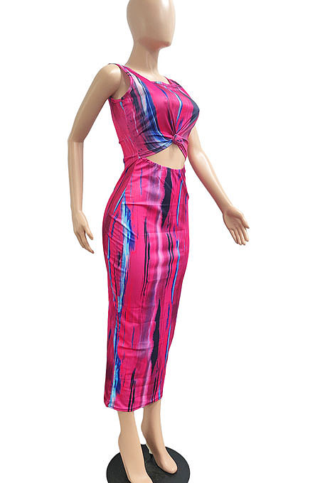 Purple Sexy Dew Waist Sleeveless Midi Dress JP1047-4