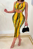 Yellow Sexy Dew Waist Sleeveless Midi Dress JP1047-3