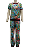 Green Euramerican Fashion Digital Print Sports Two Piece SMR10377-2