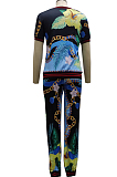 Black Euramerican Fashion Digital Print Sports Two Piece SMR10377-1