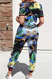 Black Euramerican Fashion Digital Print Sports Two Piece SMR10377-1