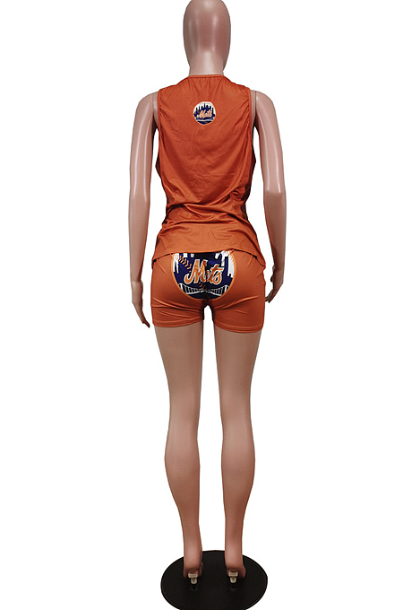 Fashion Sexy Pure Color Printing Tank Shorts Two Piece WY6813 