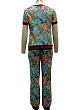Green Euramerican Fashion Digital Print Sports Two Piece SMR10377-2