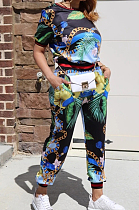 Black Euramerican Fashion Digital Print Sports Two Piece SMR10377-1