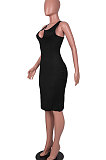 Black Women Trendy Pure Color Sexy Mini Dress MA6710-1