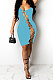 Blue Women Sexy Condole Belt Chain Cross Mini Dress MA6704-5