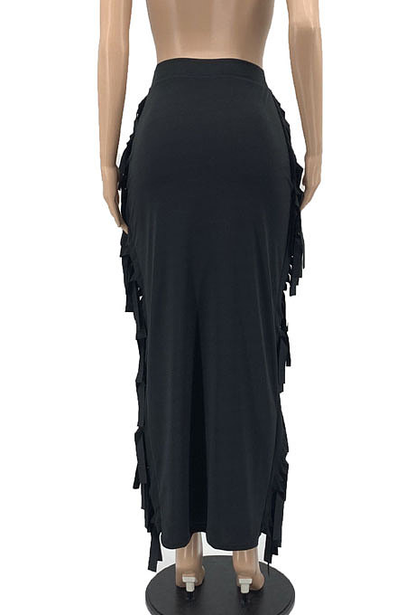 Euramerican Women Tassel Pure Color Skirts JR36391