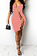 Pink Women Sexy Condole Belt Chain Cross Mini Dress MA6704-1