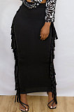 Euramerican Women Tassel Pure Color Skirts JR36391