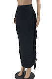Euramerican Women Tassel Pure Color Skirts JR36391