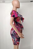 Rose Red Fashion Sexy Printing Slim Fitting Jumpsuits A8610-1