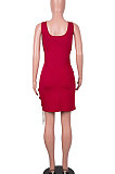 Wine Red Women Sexy Condole Belt Chain Cross Mini Dress MA6704-4