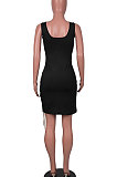 Black Women Sexy Condole Belt Chain Cross Mini Dress MA6704-2