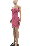 Pink Women Sexy Hollow Out Boob Tube Top Mini Dress JR3634-1