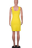 Yellow Women Sexy Condole Belt Chain Cross Mini Dress MA6704-3