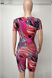 Rose Red Fashion Sexy Printing Slim Fitting Jumpsuits A8610-1