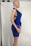 Royal Blue Euramerican Sexy Net Yarn Perspctive Slim Fitting Dress A8609-3