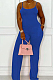 Dark Blue Night Club Sexy Pure Color Loose Sling Jumpsuits QSS51025-5