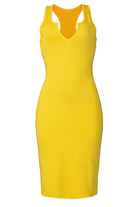 Yellow Women Trendy Pure Color Sexy Mini Dress MA6710-3