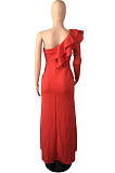 Red Fashion Sexy One Shoulder Slim Fitting The Dress Skirt QY5071-1