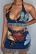 Fashion Casual Tassel Positioning Printing Skirts Sets AYA7024