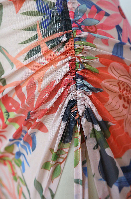 White Printing Bandage Shirred Detail Open Fork Skirts Sets MY9930-1