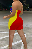 Red Sexy Digital Printing Stripe Strapless Fshion Romper Shorts SZS8106-1
