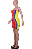Red Sexy Digital Printing Stripe Strapless Fshion Romper Shorts SZS8106-1